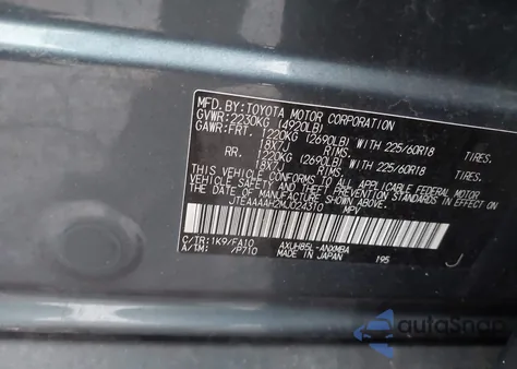 2021 Toyota Venza Le z USA, uszkodzony, nr VIN JTEAAAAH2MJ024310